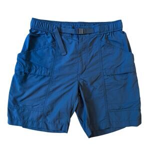 Uniqlo Men's Geared Hiking Cargo Shorts Blue Belted Nylon Outdoors Sz M